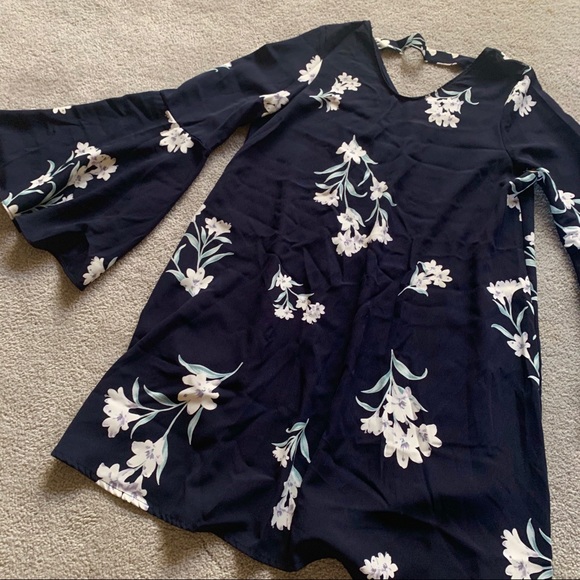 Girls Aqua Bell Sleeve Dress - Picture 2 of 4